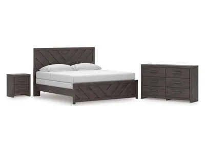 Prendonea King Panel Bed, Dresser and Nightstand