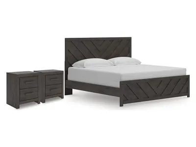 Prendonea King Panel Bed and 2 Nightstands