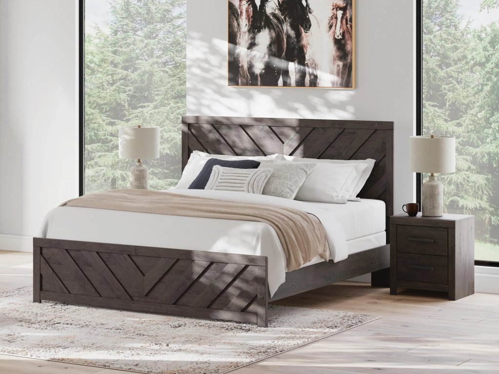 Prendonea King Panel Bed and 2 Nightstands - image 13