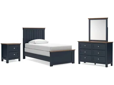 Landocken Twin Panel Bed, Dresser, Mirror and Nightstand