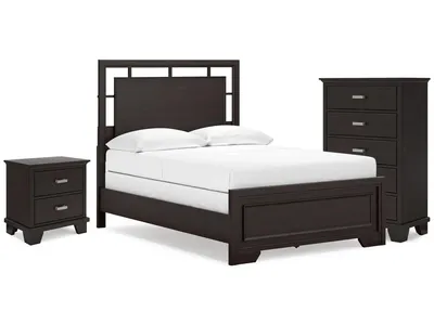 Covetown Full Panel Bed, Chest and Nightstand