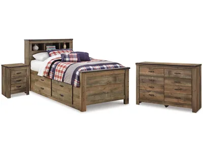 Trinell Twin Bookcase Storage Bed, Dresser and Nightstand