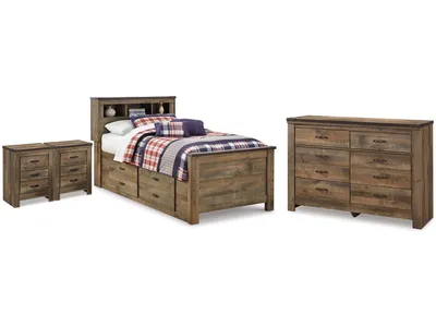 Trinell Twin Bookcase Bed, Dresser and 2 Nightstands