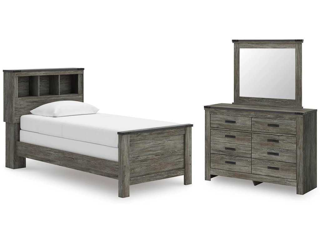 Frandern Twin Bookcase Bed, Dresser and Mirror - main image
