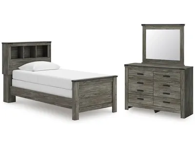 Frandern Twin Bookcase Bed, Dresser and Mirror