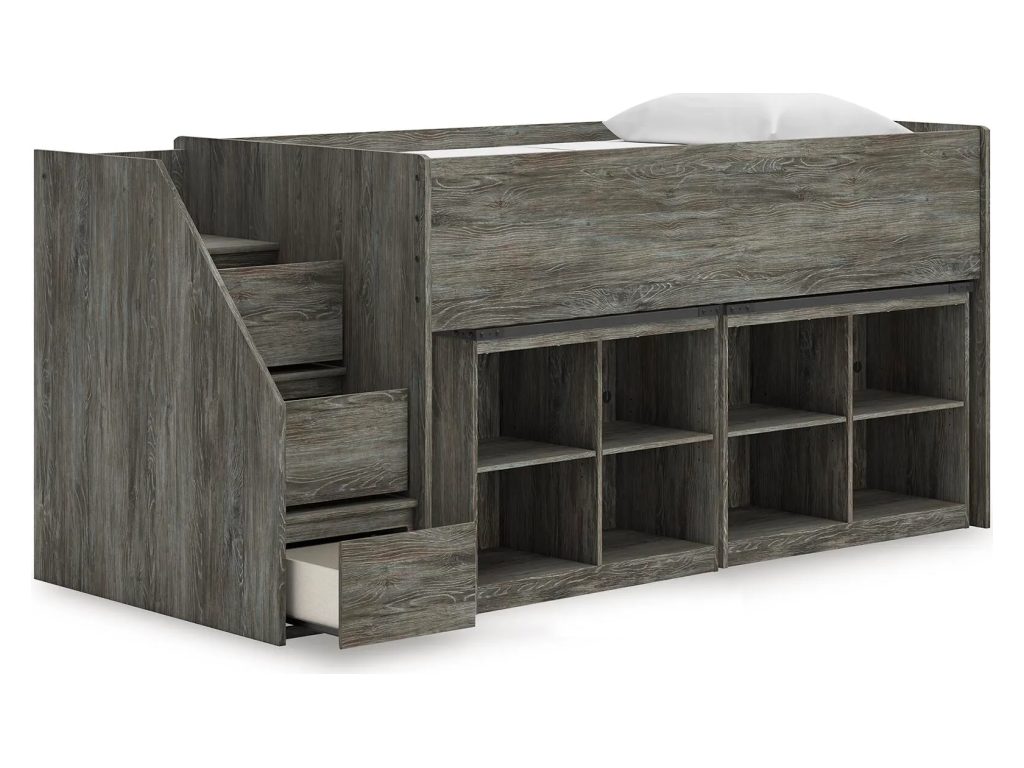 Frandern Twin Loft Bed with Bookcase Storage - image 3