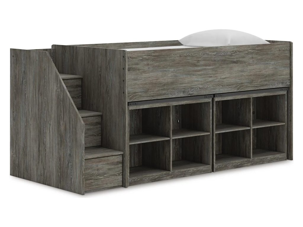 Frandern Twin Loft Bed with Bookcase Storage - main image