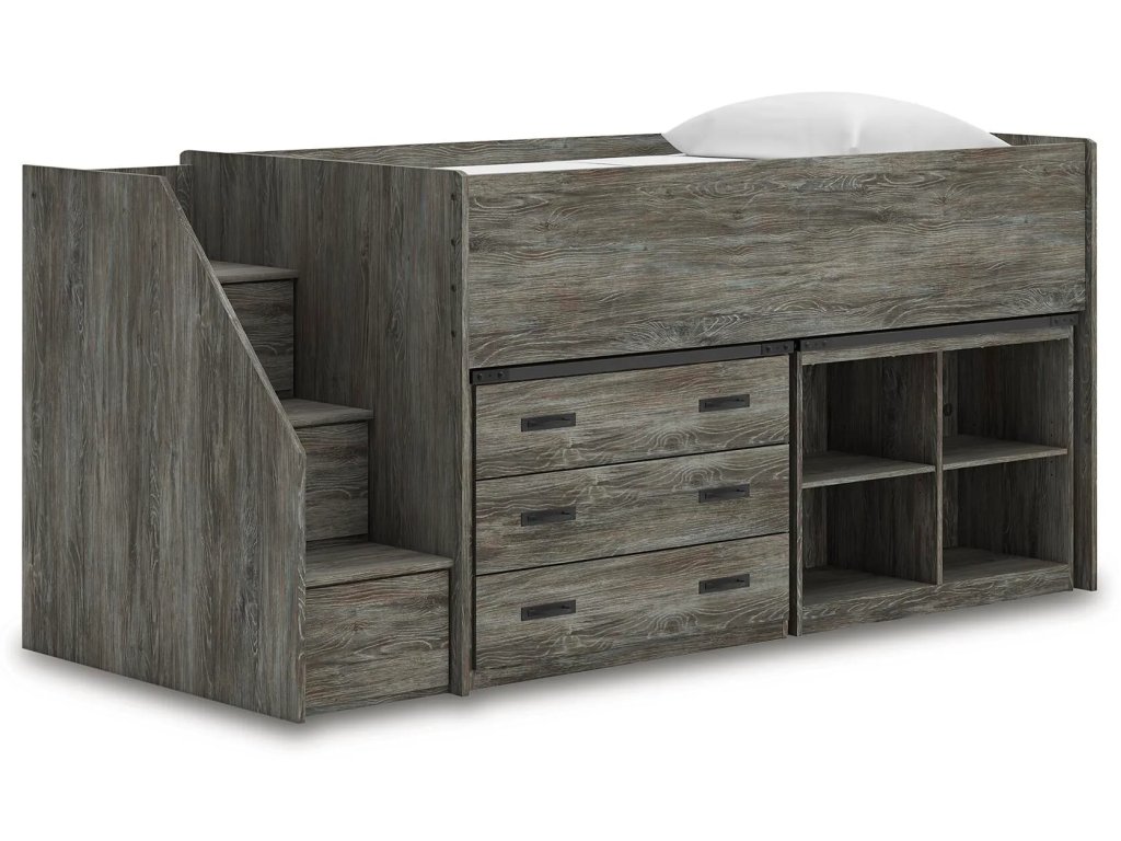 Frandern Twin Loft  Bed with Bookcase and Drawer Storage - main image