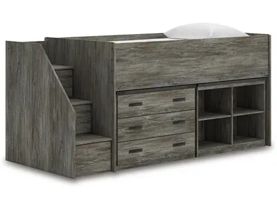 Frandern Twin Loft  Bed with Bookcase and Drawer Storage