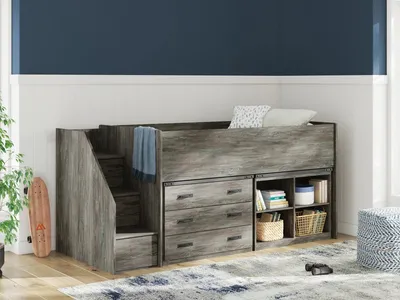 Frandern Twin Loft  Bed with Bookcase and Drawer Storage - Alternative View