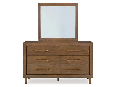 Lyncott Queen Upholstered Bed, Dresser, Mirror and 2 Nightstands