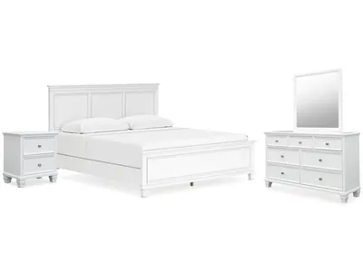 Fortman King Panel Bed, Dresser, Mirror and Nightstand