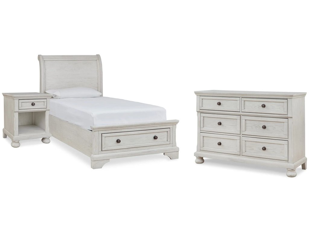 Robbinsdale Twin Sleigh Storage Bed, Dresser and Nightstand - main image