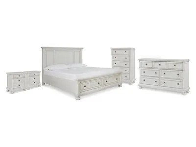 Robbinsdale King Panel Storage Bed, Dresser, Chest and 2 Nightstands