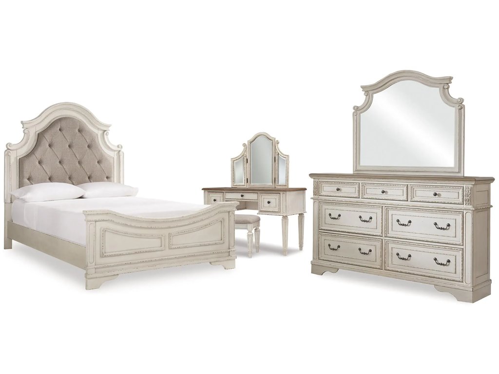 Realyn Queen Panel Bed, Dresser, Mirror and Vanity - main image