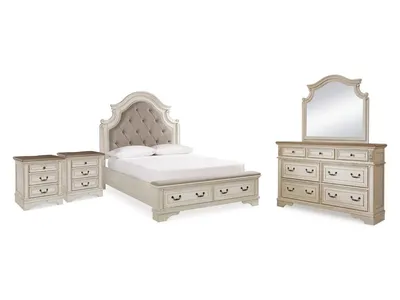 Realyn Queen Panel Bed, Dresser, Mirror and 2 Nightstands