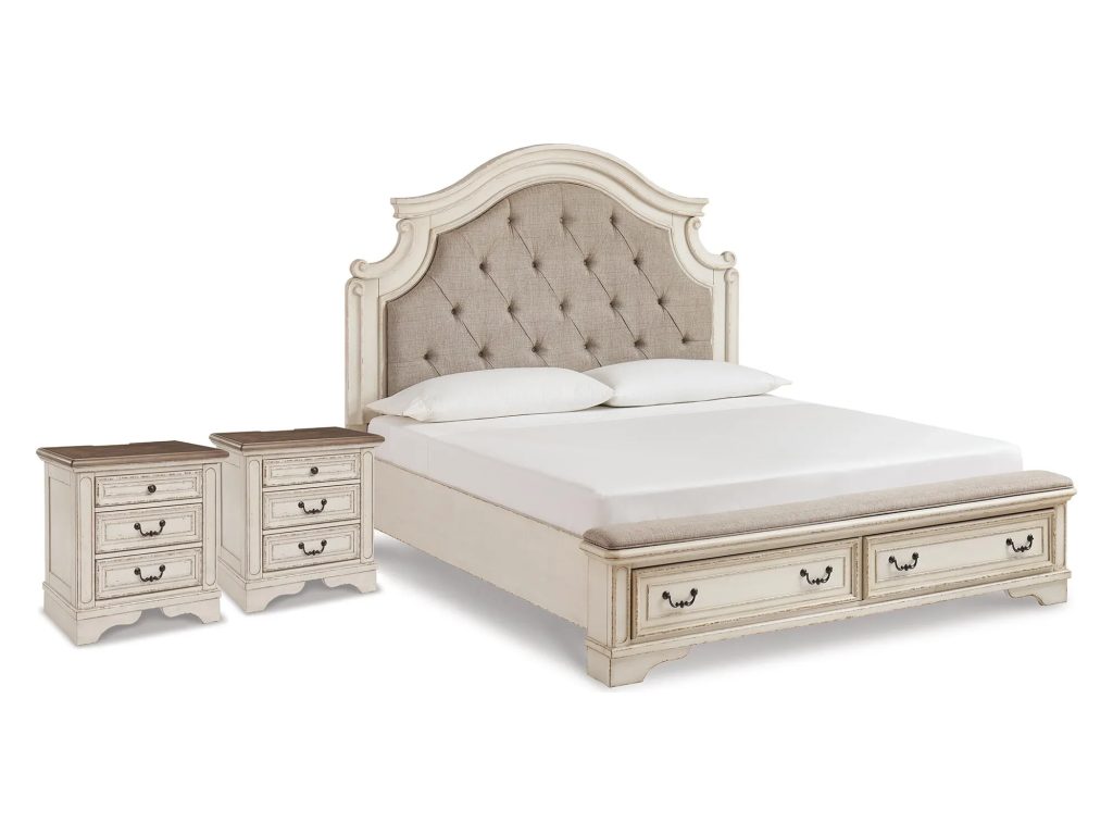 Realyn King Upholstered Panel Storage Bed and 2 Nightstands - main image