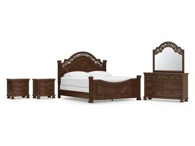 Lavinton King Poster Bed, Dresser, Mirror and 2 Nightstands