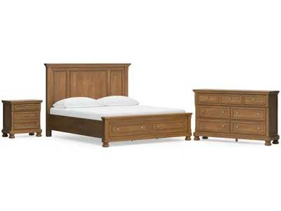 Feddinger California King Panel Storage Bed, Dresser and Nightstand