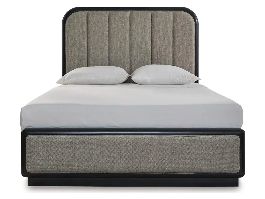 Rowanbeck Queen Upholstered Panel Bed, Dresser, Mirror and Nightstand - image 3