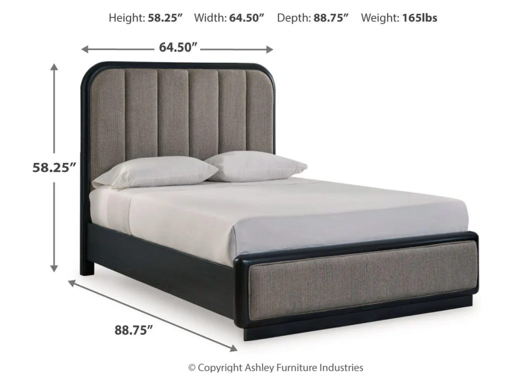 Rowanbeck Queen Upholstered Panel Bed, Dresser, Mirror and Nightstand - image 6
