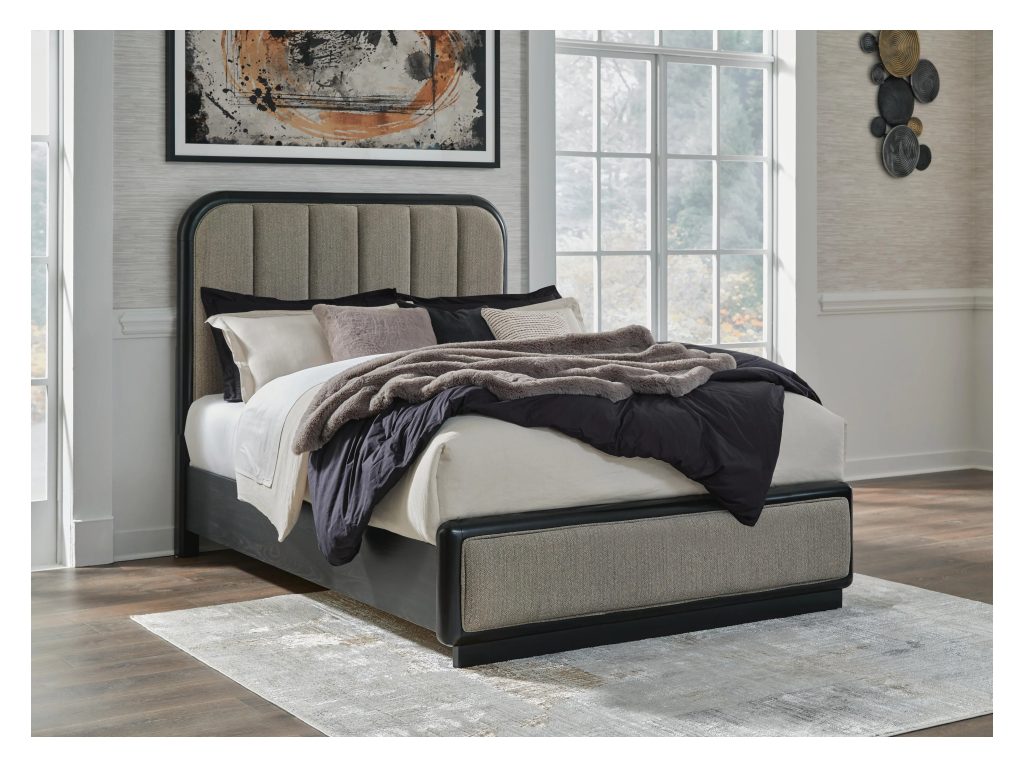Rowanbeck Queen Upholstered Panel Bed, Dresser, Mirror and Nightstand - image 14