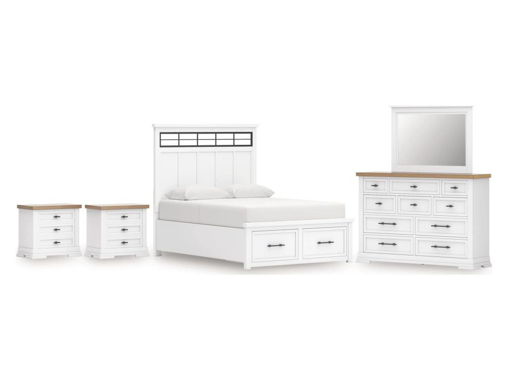Ashbryn King Panel Bed, Dresser, Mirror and 2 Nightstands - main image