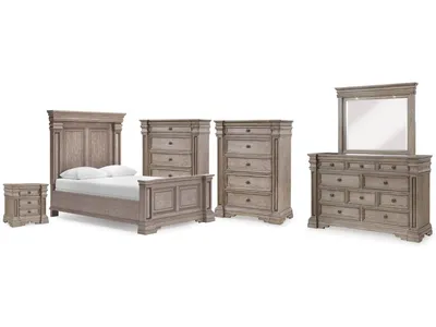 Blairhurst Queen Panel Bed, Dresser, Mirror, 2 Chests and Nightstand