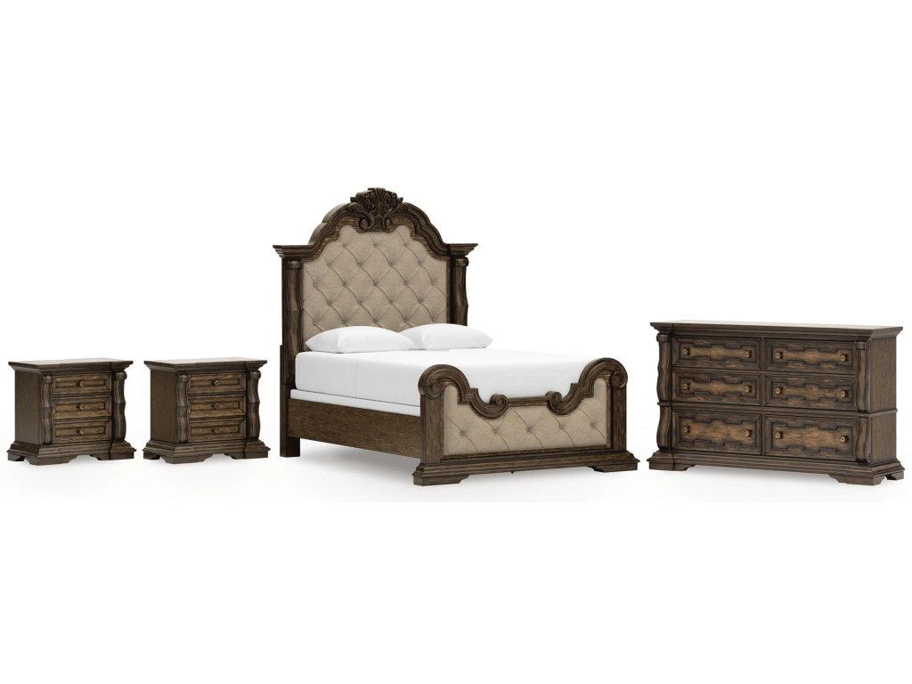 Maylee Queen Upholstered Panel Bed, Dresser and 2 Nightstands - main image