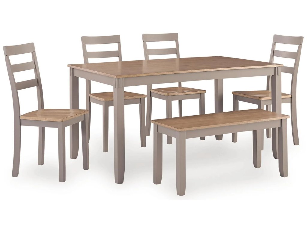 Harperfeld Dining Table and 4 Chairs and Bench (Set of 6) - main image