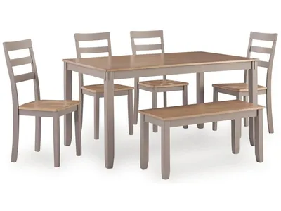 Harperfeld Dining Table and 4 Chairs and Bench (Set of 6)