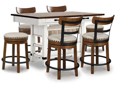 Valebeck Counter Height Dining Table and 6 Barstools