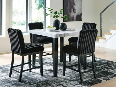 Mervannie Counter Height Dining Table and 4 Barstools