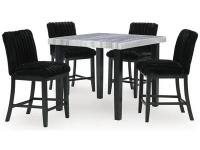 Mervannie Counter Height Dining Table and 4 Barstools
