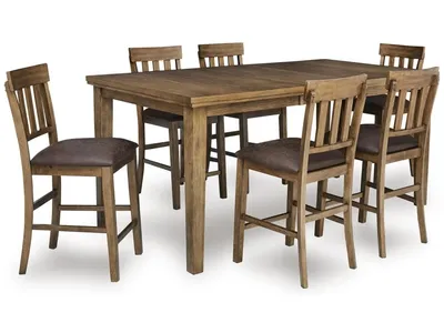 Urbinforte Counter Height Extension Dining Table and 6 Barstools