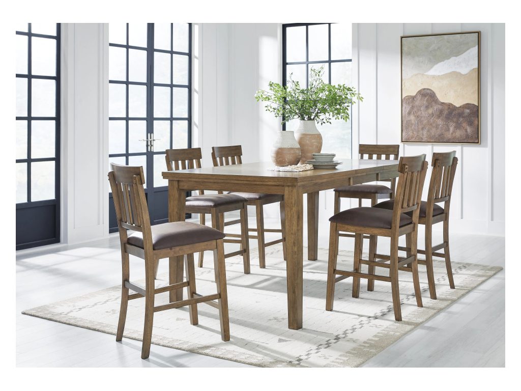 Urbinforte Counter Height Extension Dining Table and 6 Barstools - image 1