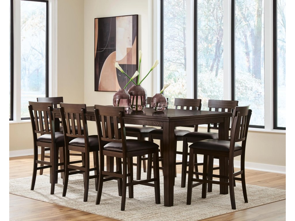Haddigan Counter Height Extension Table and 8 Barstools - image 1