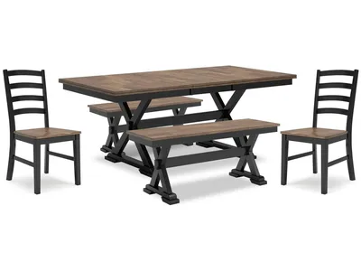 Wildenauer Dining Table, 2 Chairs and 2 Benches