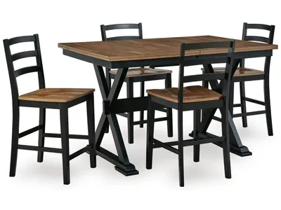 Wildenauer Counter Height Extension Dining Table and 4 Barstools