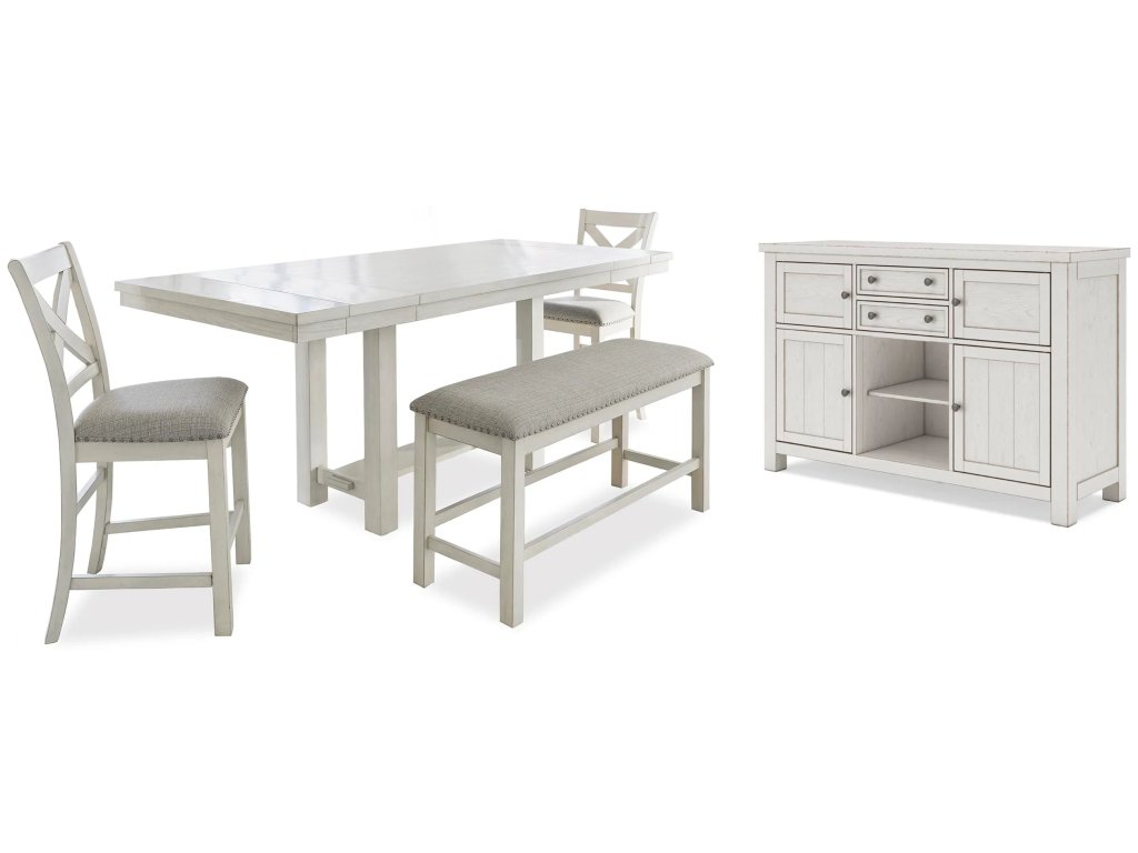 Robbinsdale Counter Height Dining Table, 2 Barstools, Bench and Server - main image