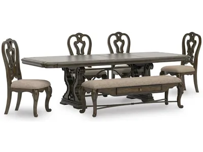 Maylee Extension Dining Table, 4 Chairs and Bench