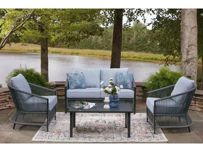 Bridges Beach Outdoor Love/Chairs/Table Set (Set of 4)