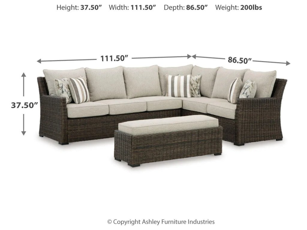 Brook Ranch Outdoor Sofa Sectional, Bench, Lounge Chair and Table - image 4