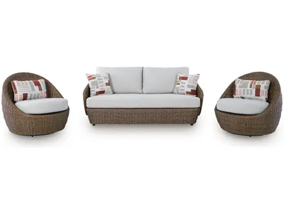 Double Point Outdoor Loveseat/2 Swivel Chairs (Set of 3)
