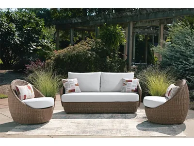 Double Point Outdoor Loveseat/2 Swivel Chairs (Set of 3)