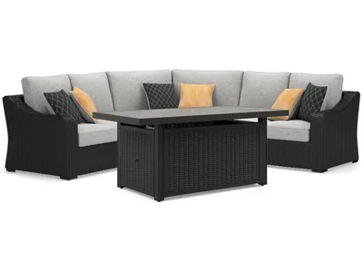 Beachcroft 3-Piece Outdoor Sectional and Fire Pit Table
