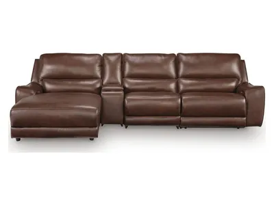 DeepWakes 4-Piece Reclining Sectional with Chaise and Storage Console