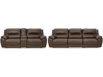 Dunleith 3-Piece Reclining Sofa and 3-Piece Loveseat with Console