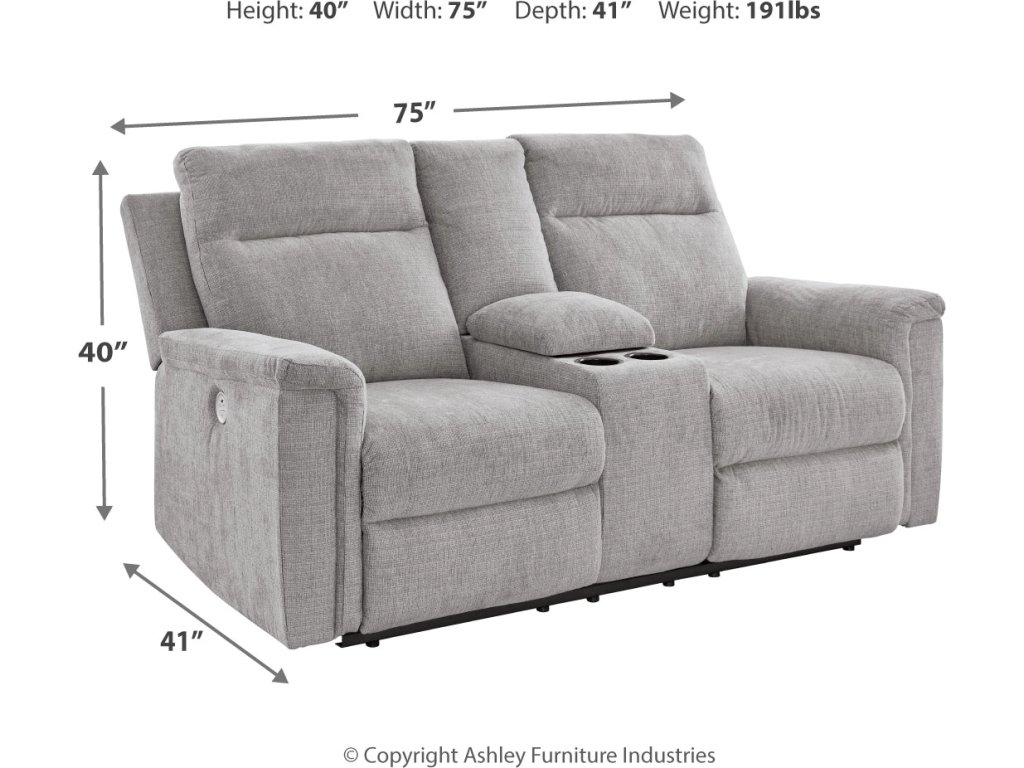 Barnsana Power Reclining Loveseat with Console - image 3