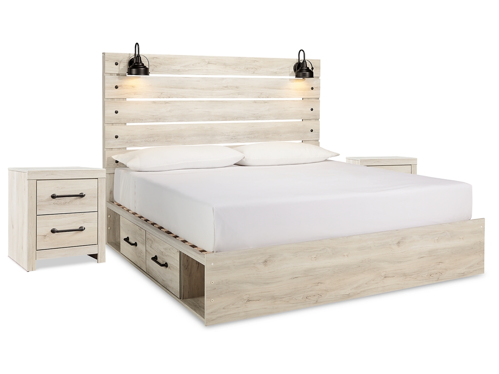 Cambeck King Panel Bed with Storage and 2 Nightstands - main image